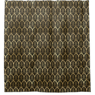 Schwarz und Gold Art Deco Gatsby Muster Duschvorhang