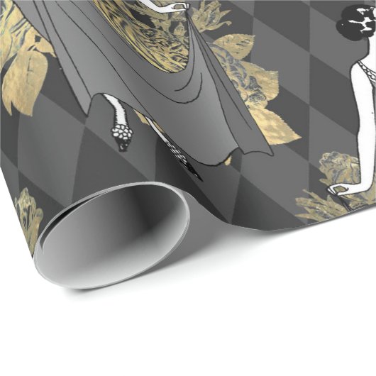 Schwarz und Gold Art Deco Geschenkpapier (Rolleneckpunkt)