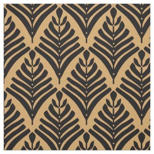 Schwarz und Gold Art Deco Lüftermuster Blume Stoff (Muster)
