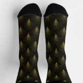 Schwarz und Gold Art Deco Muster 3 Socken (Oben)