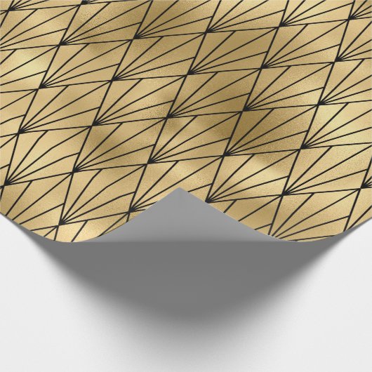 Schwarz und Gold Art Deco Muster Geschenkpapier (Ecke)