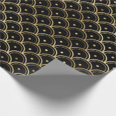 Schwarz und Gold Art Deco Muster Geschenkpapier (Ecke)