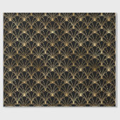 Schwarz und Gold Art Deco Muster Geschenkpapier (Flach)