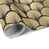 Schwarz und Gold Art Deco Muster Geschenkpapier (Rolleneckpunkt)