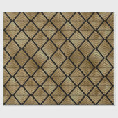 Schwarz und Gold Art Deco Muster Geschenkpapier (Flach)