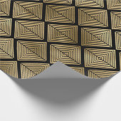 Schwarz und Gold Art Deco Muster Geschenkpapier (Ecke)