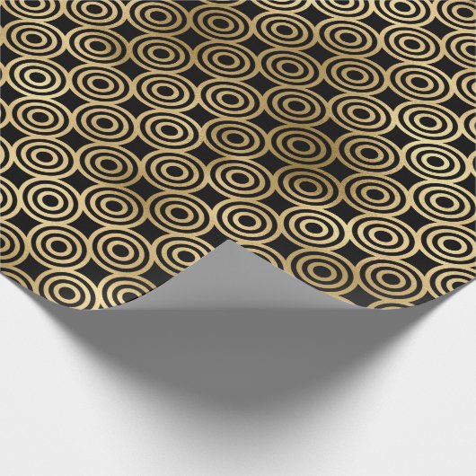 Schwarz und Gold Art Deco Muster Geschenkpapier (Ecke)