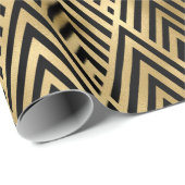 Schwarz und Gold Art Deco Muster Geschenkpapier (Rolleneckpunkt)