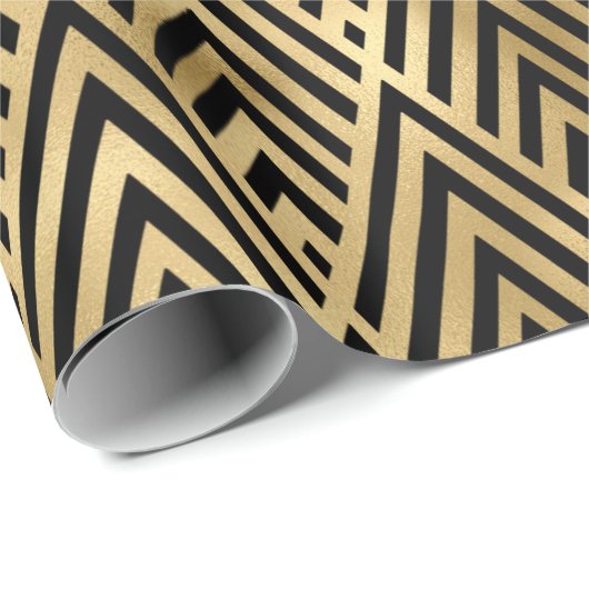 Schwarz und Gold Art Deco Muster Geschenkpapier (Rolleneckpunkt)