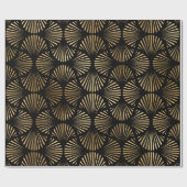 Schwarz und Gold Art Deco Muster Geschenkpapier (Flach)