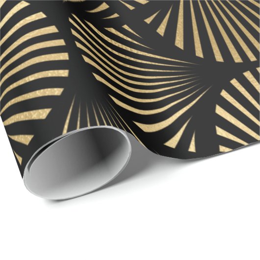 Schwarz und Gold Art Deco Muster Geschenkpapier (Rolleneckpunkt)
