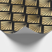 Schwarz und Gold Art Deco Muster Geschenkpapier (Ecke)
