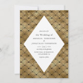 Schwarz und Gold Art Deco Muster Hochzeit Einladung (Vorderseite)