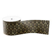 Schwarz und Gold Art Deco Muster | Palm Leaf Mofit Ripsband (Spule)