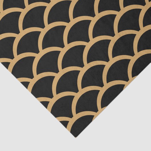 Schwarz und Gold Art Deco Muster Seidenpapier (Ausschnitt)