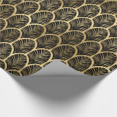 Schwarz und Gold Art Deco Palm Leaf Muster Geschenkpapier (Ecke)