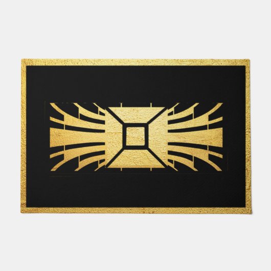 Schwarz und Gold Art Deco Stil Rug/Door Mat. Fußmatte (Vorderseite)