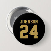 Schwarz und Gold Athlet Name Trikotnummer Button (Vorne & Hinten)