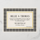 Schwarz und Gold auf dem ivorischen Schachbrett -  Folieneinladung (Vorderseite)