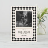 Schwarz und Gold auf dem ivorischen Schachbrett - Save The Date (Stehend Vorderseite)