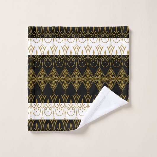 Schwarz und Gold Badhandtuch Set (Waschlappen)