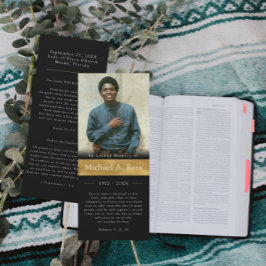 Schwarz und Gold | Beerdigungskarte für das Foto Einladung