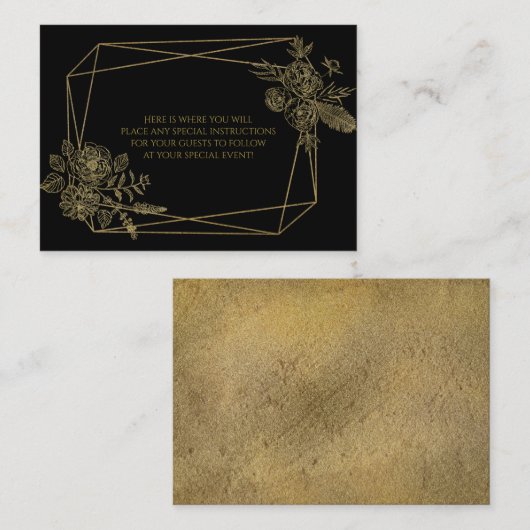 Schwarz und Gold Begleitkarte (Vorne/Hinten)