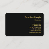 Schwarz und Gold Beruflich Mit Monogramm Classic Visitenkarte (Rückseite)