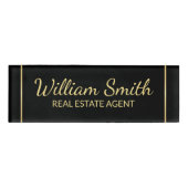 Schwarz und Gold Beruflich Personalisiert Namenschild (Vorderseite)
