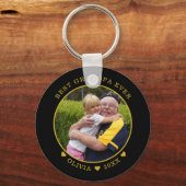 Schwarz und Gold Beste Opa je Foto Schlüsselanhänger (Vorderseite)