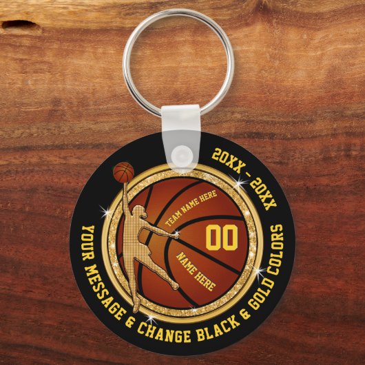 Schwarz und Gold billig Basketball Geschenke für M Schlüsselanhänger (Vorderseite)