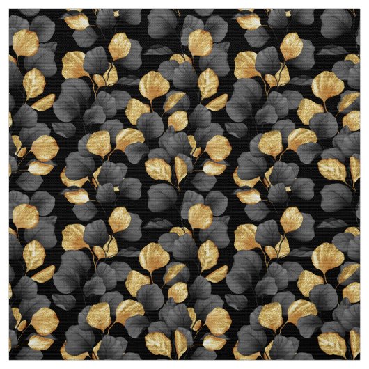 Schwarz und Gold Blätter. Muster Stoff (Muster)