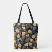 Schwarz und Gold Blätter. Muster Tasche (Rückseite)