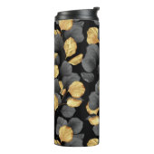 Schwarz und Gold Blätter. Muster Thermosbecher (Nach links gedreht)