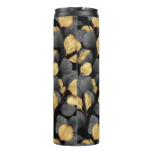 Schwarz und Gold Blätter. Muster Thermosbecher (Rückseite)