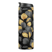 Schwarz und Gold Blätter. Muster Thermosbecher (Nach rechts gedreht)