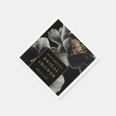 Schwarz und Gold Blumenchic Elegantes Brautparty Serviette (Ecke)