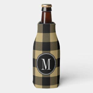 Schwarz und Gold Büffel Karo Monogramm Flaschenkühler