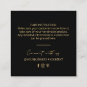 Schwarz und Gold | Business Logo Packaging Vielen Quadratische Visitenkarte (Rückseite)