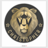 Schwarz und Gold Cool Moderner Alter Löwe Individu Aufkleber (Blatt)