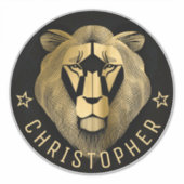 Schwarz und Gold Cool Moderner Alter Löwe Individu Aufkleber (Vorderseite)