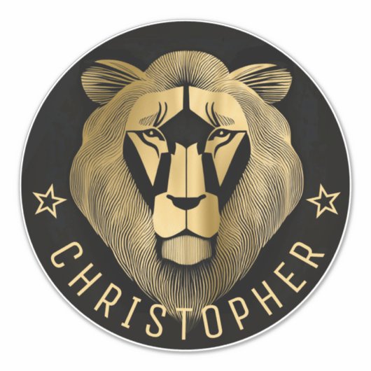 Schwarz und Gold Cool Moderner Alter Löwe Individu Aufkleber (Vorderseite)