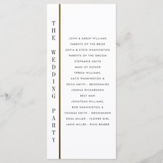 Schwarz und Gold | Custom Wedding Program Programm (Rückseite)