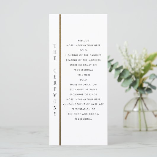 Schwarz und Gold | Custom Wedding Program Programm (Stehend Vorderseite)