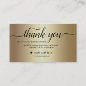 Schwarz und Gold Dankeschön-Karte für Bestellverpa Visitenkarte (Vorderseite)