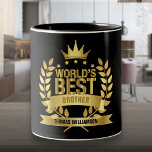 Schwarz und Gold der schönste Bruder Zweifarbige Tasse<br><div class="desc">Das perfekte Geschenk für den besten Bruder der Welt. Personalisieren Sie den Namen,  um ein einzigartiges Geschenk zu erstellen. Eine perfekte Art,  ihm zu zeigen,  wie phantastisch er jeden Tag ist. Entwickelt von Thisisnotme©</div>