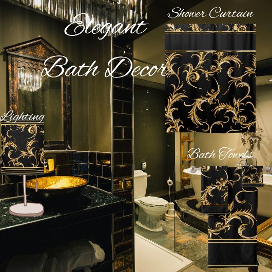 Schwarz und Gold Duschvorhang