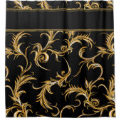 Schwarz und Gold Duschvorhang (Vorderseite)