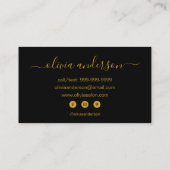 Schwarz und Gold Einfache Friseur-Salon Visitenkarte (Rückseite)