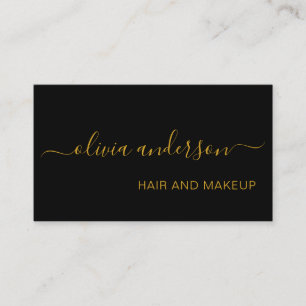 Schwarz und Gold Einfache Friseur-Salon Visitenkarte